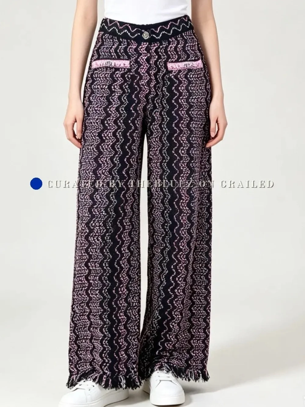 Chanel tweed fringe pants 38